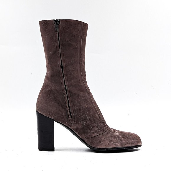 Enrico Antinori Women Smooth Grey Suede Dressy Mid Calf Round Boots Sz 7US EUR37 - Picture 11 of 12